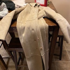 Long fleece lined suede coat